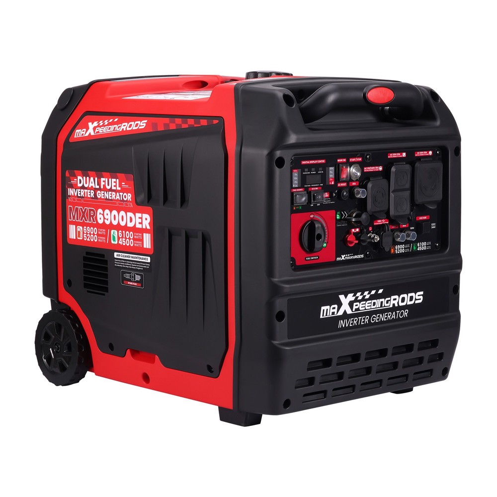 Gas/Propane + 120/240V Portable Generator 5200W – 10h Gas Runtime for Camping