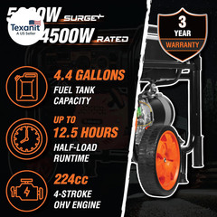 5600-Watt Portable Generator, 224Cc, Transfer-Switch and Rv-Ready (GN5600)
