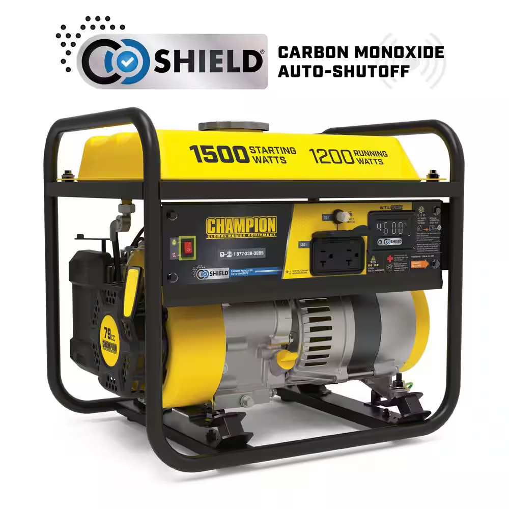 1500/1200-Watt Recoil Start Gasoline Powered RV Ready Portable Generator with CO