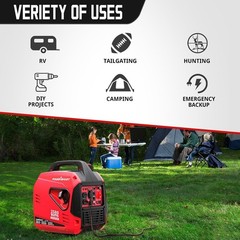 Inverter Generator Gas Powered W/ Super Quiet Technology Low Oil Shutdown Camp