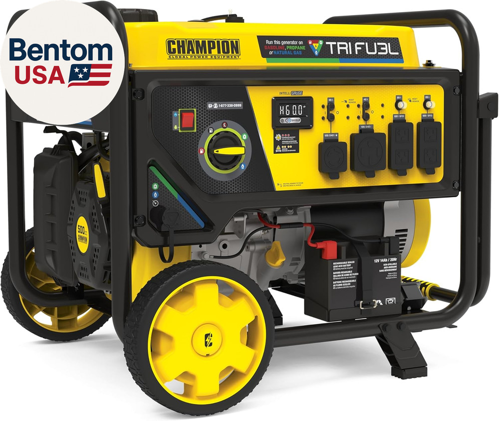 12,500-Watt Electric Start Tri Fuel Home Backup Portable Generator with CO Shiel