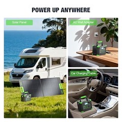330W Portable Power Station, 288.6Wh Solar Generator with 60W USB-C PD Green