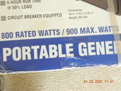 GENERATOR-CHICAGO ELECTRIC Portable Generator 2HP 800/900W 5 Hour Run Time- NEW
