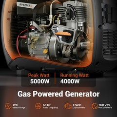 Mutaomay 5KW Portable Inverter Generator Gas Powered Quiet 64dB Home Backup New