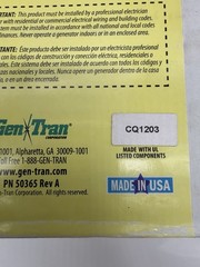 Gen Tran 6 Circuit Generator Transfer Switch 15116V 6 CIRCUITS – 15 Amps