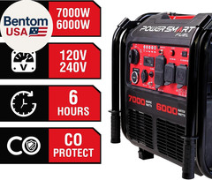 7000-Watt Open Frame Inverter Generator, Electric Start Portable Generator for H