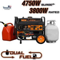 WEN 4750W Dual Fuel Portable Generator Electric Start Wheel Kit 120V 240V