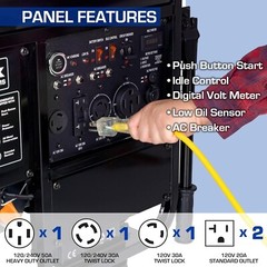 DuroMax XP13000E 13,000-W Portable RV Ready Gas Powered Electric Start Generator