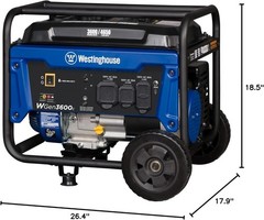 Westinghouse 3,600-Watts 4,650 Peak-Watt Gas Powered Generator With Wheel Kit