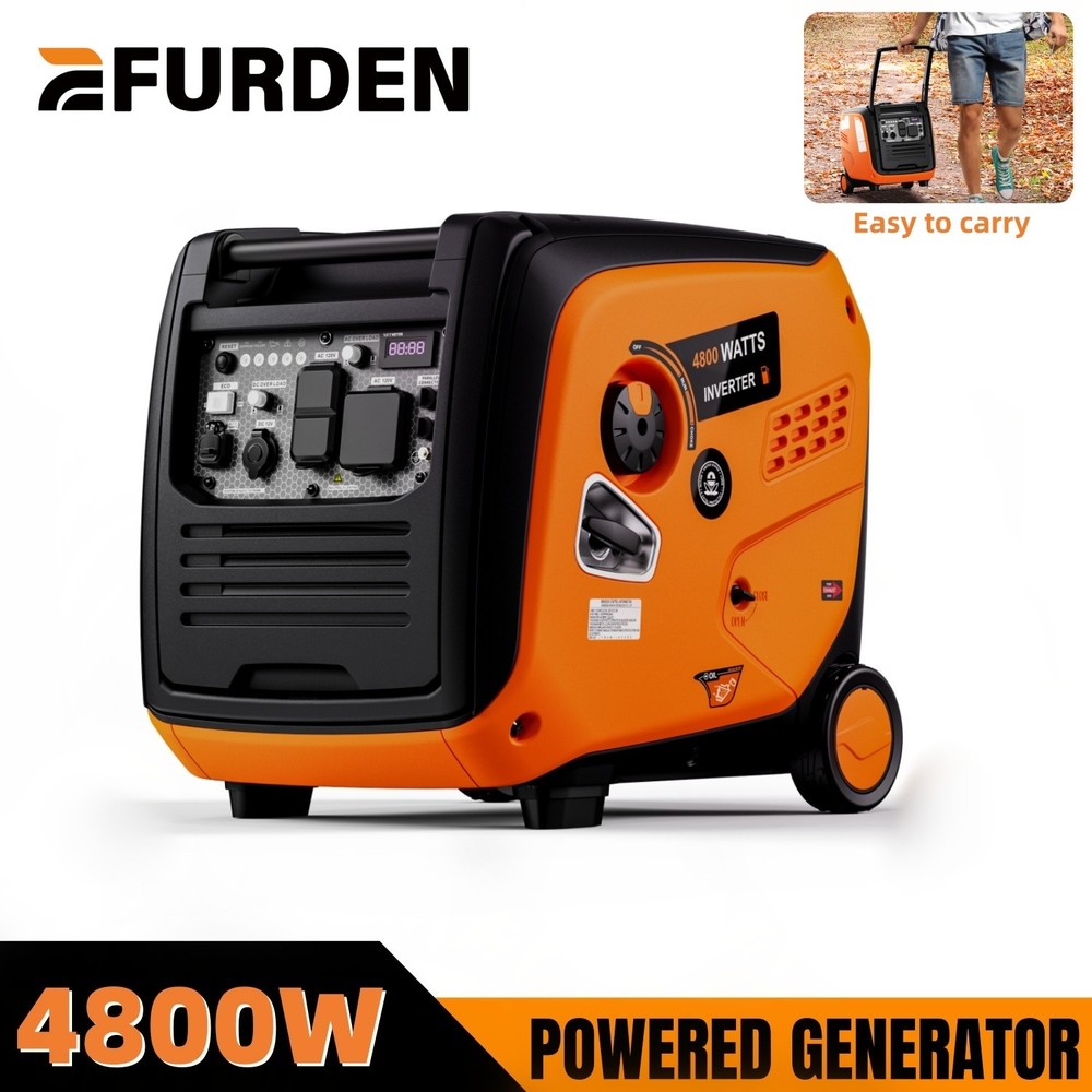 Efurden Super Quiet Generator Inverter Gas Portable 4800W 223CC Outdoor Power