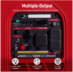 4000W Quiet Generator Inverter Portable For Home Camping EV-Charging w/Bluetooth