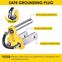 Neutral Ground Bonding Plug for Portable Inverter Generator (NEMA 5-15P 120V 15A