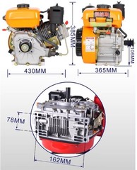 168F Compact Air-Cooled Diesel Engine 4 HP Water Pump Boat Power Thresher