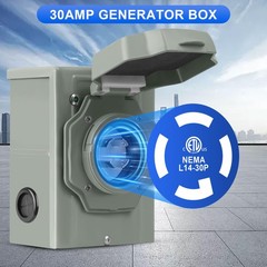 30 Amp Generator Inlet Box, NEMA L14-30P Power Box for L14-30P, blue