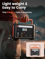 Portable Power Station 600W (1200W Surge), 299Wh Small Lightweight Portable