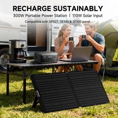 ALLPOWERS 300W 256Wh Portable Power Station Generator AC DC + 100W Solar Panel