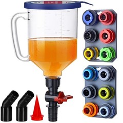 – Spill-Proof Engine Oil Funnel Kit｜Oil Change Funnel w/ 12 Adapters & 2