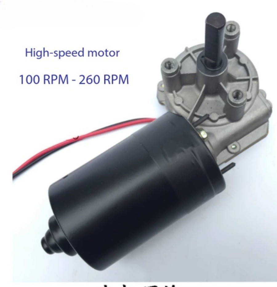Motor Gearbox, 100–260 RPM DC Worm Gear Reducer, Plastic Gears, 12V/24V, 60W