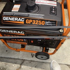 Generac GP3250 Portable Gasoline Generator 3250W 3750W Home Backup 4x120V