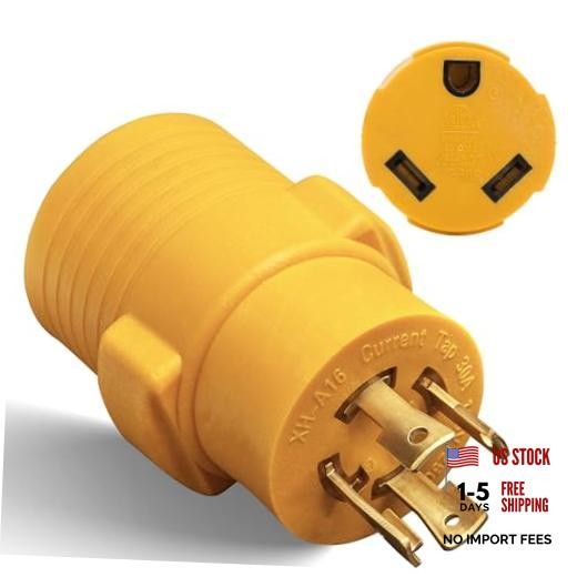 NEMA L14-30P to TT-30R 30 Amp RV Generator Adapter, 4 Prong Locking 120/240V