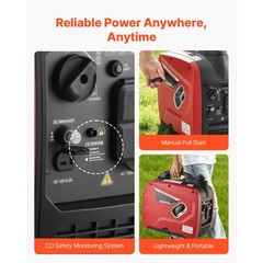 2900W Peak Watt Quiet Inverter Generator, Portable Gas Powered for Home Use
