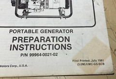 Vintage 1981 Kawasaki KG550A – 2600B Portable Generator Preparation Instructions