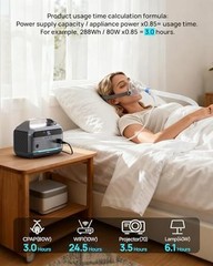 Portable Power Station, 288Wh LiFePO4 Battery, 350W (600W Peak) Dark Grey