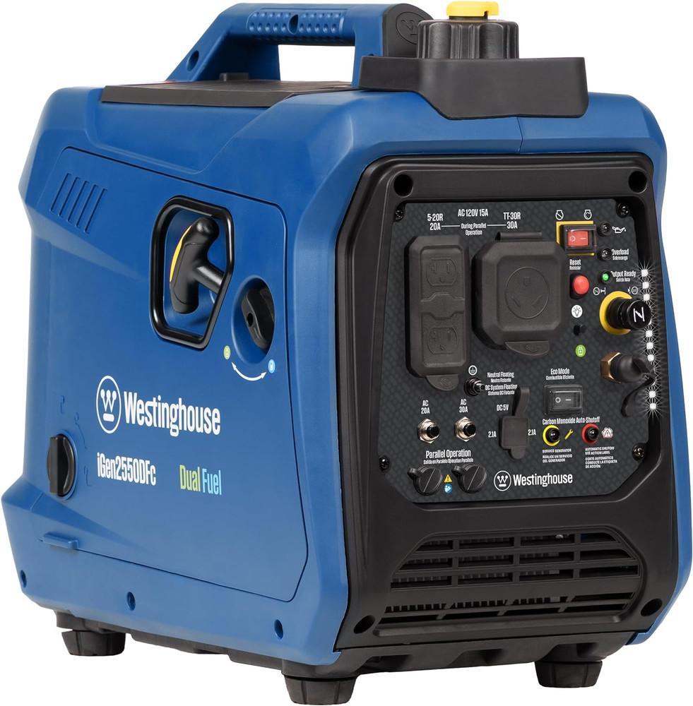 Westinghouse 2550-W Super Quiet Portable Dual Fuel Inverter Generator, CO Sensor