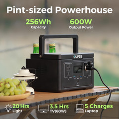 OUPES Exodus 600 Portable Power Station 600W 256Wh(1200w Surge) LFP Generator