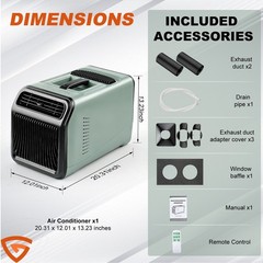 Portable Air Conditioner 5100 BTU for Outdoor Tent Camping w/Dehumidifier Remote