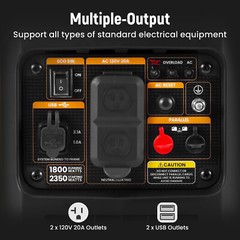 Gas Powered Generator 1800W Portable Quiet 58dB ECO Mode For RV Camping