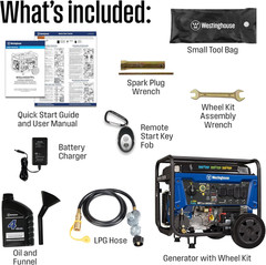 12500 Peak Watt Tri-Fuel Home Backup Portable Generator, Remote Electric Start,