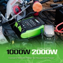 1000W Power Inverter 2000W Peak w/DC 12V to 3X 120V AC, 2X 2.4Amp USB, Mounti…
