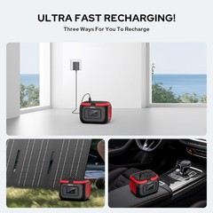 ENOFLO Portable Power Station, 97.68Wh Solar Generator, Lithium Red-Black