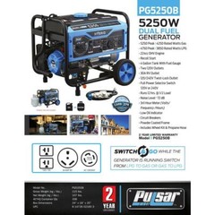 Pulsar 5,250-Watt Portable RV Ready Dual Fuel Gas Powered Generator Home Backup