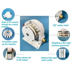 50-2000RPM Pelton Hydro Generator 100W 1-36V Impulse Hydroelectric Generator New