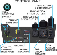 WGen3600D Fv 4650 W Portable RV Ready Dual Fuel Gas Powered Generator NEW USA