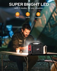 Portable Power Station Bank 146Wh 200W Peak(100W Rated), Solar Powered Red