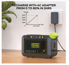 MARBERO Portable Power Station – 88Wh Solar Generator, 120W Peak, Fast Charging