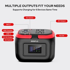 ENOFLO Portable Power Station, 97.68Wh Solar Generator, Lithium Red-Black