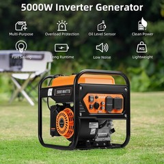 Inverter Generator 5000W Peak Power Gas Engine Digital Display Remote Start