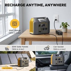 EnginStar Portable Power Station,300W Solar Generator, 110V 300W, Yellow
