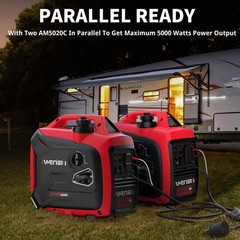 Amerisun 2500W Gas Portable Inverter Generator, 5.5H Runtime, CO Detect, Compact