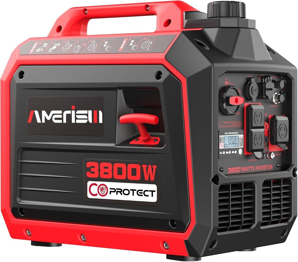 3800W Portable Inverter Generator W/ CO Sensor Quiet & Lightweight Gas Generator