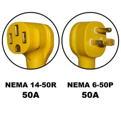 PPUMP NEMA 6-50P to 14-50R 125V/250V 50 Amp 3 Prong Male Plug to 50 Amp 4 Pro…