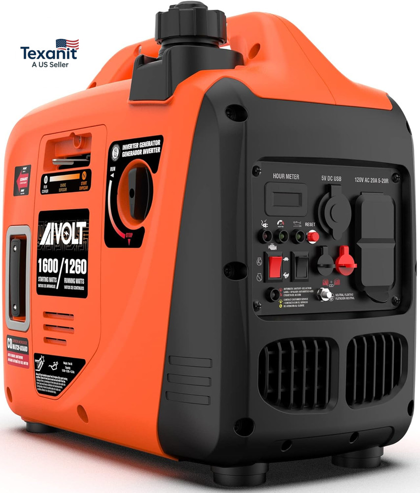 1600W Super Quiet Inverter Generator, Ultra Lightweight Gas Powered Portable Gen