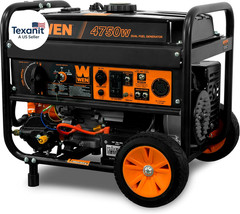 WEN 4750W Dual Fuel Portable Generator Electric Start Wheel Kit 120V 240V