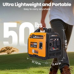 30A 120V Gas Generator 5000W – 60dB Quiet & ECO Mode for Garden Courtyard Use