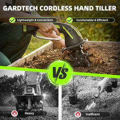 Cordless Tiller Cultivator Electric Hand Tiller 235RPM 2 Batteries 4 Inch Soil