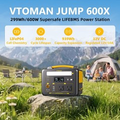 VTOMAN Jump 600X Portable Power Station 600W, 299Wh Solar Generator Black